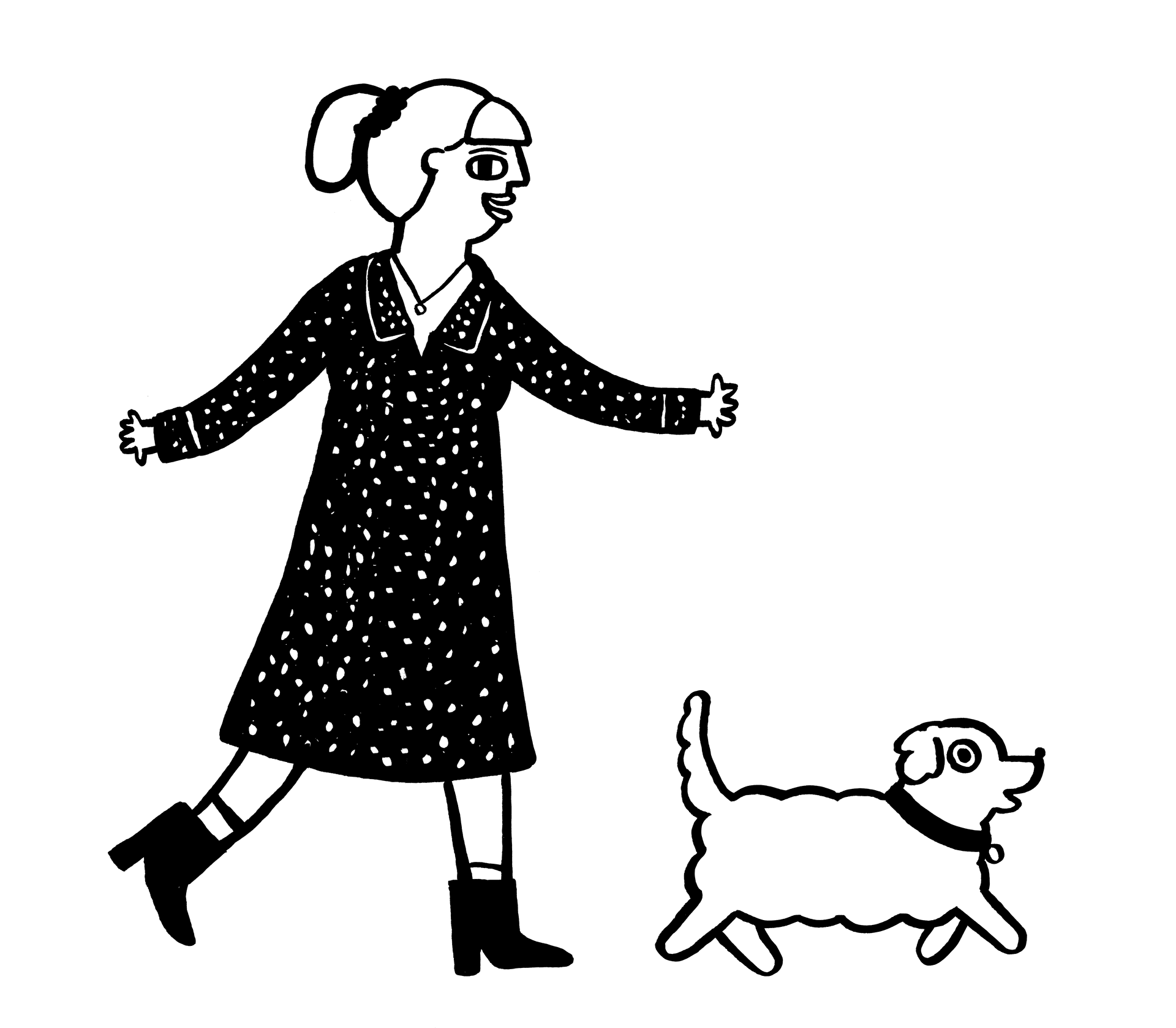 Woman and Dog Illustration Brick By Brick